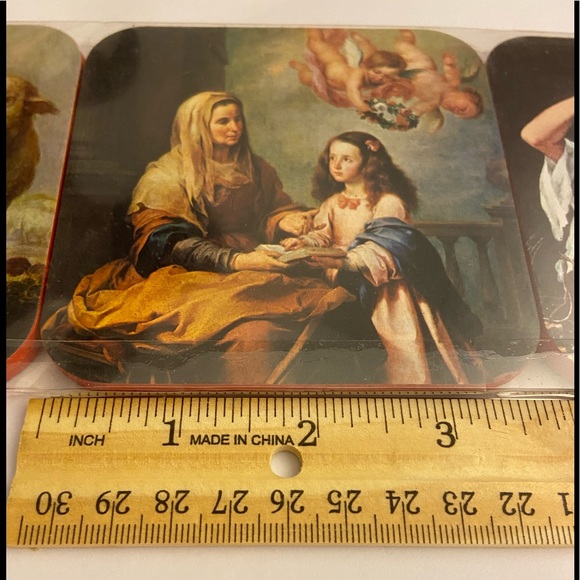 Vintage Baroque cherub art print Coasters Made in Spain MH Esteban Murillo - Picture 5 of 12